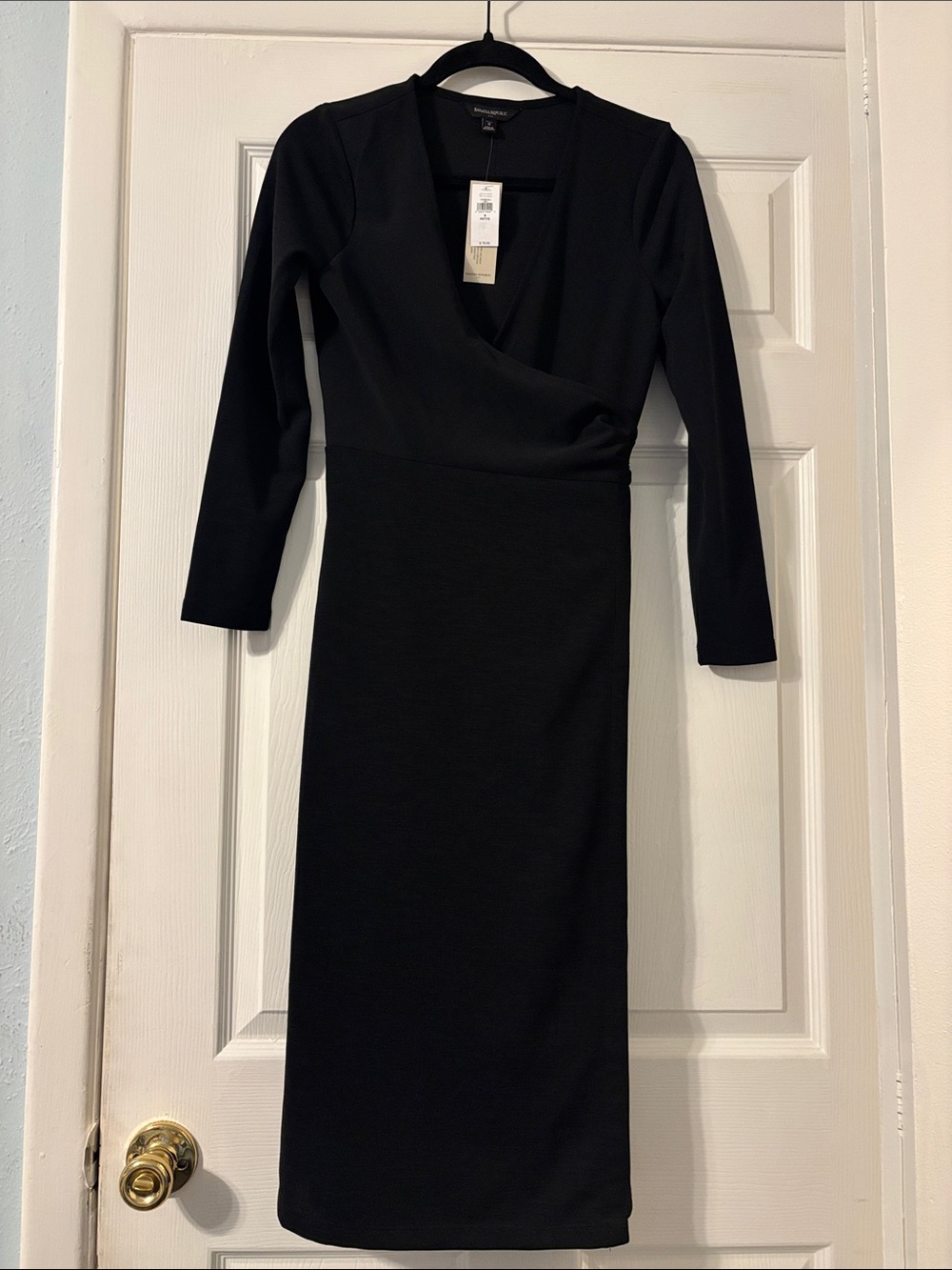 Banana Republic Black Long-Sleeve Wrap Dress
